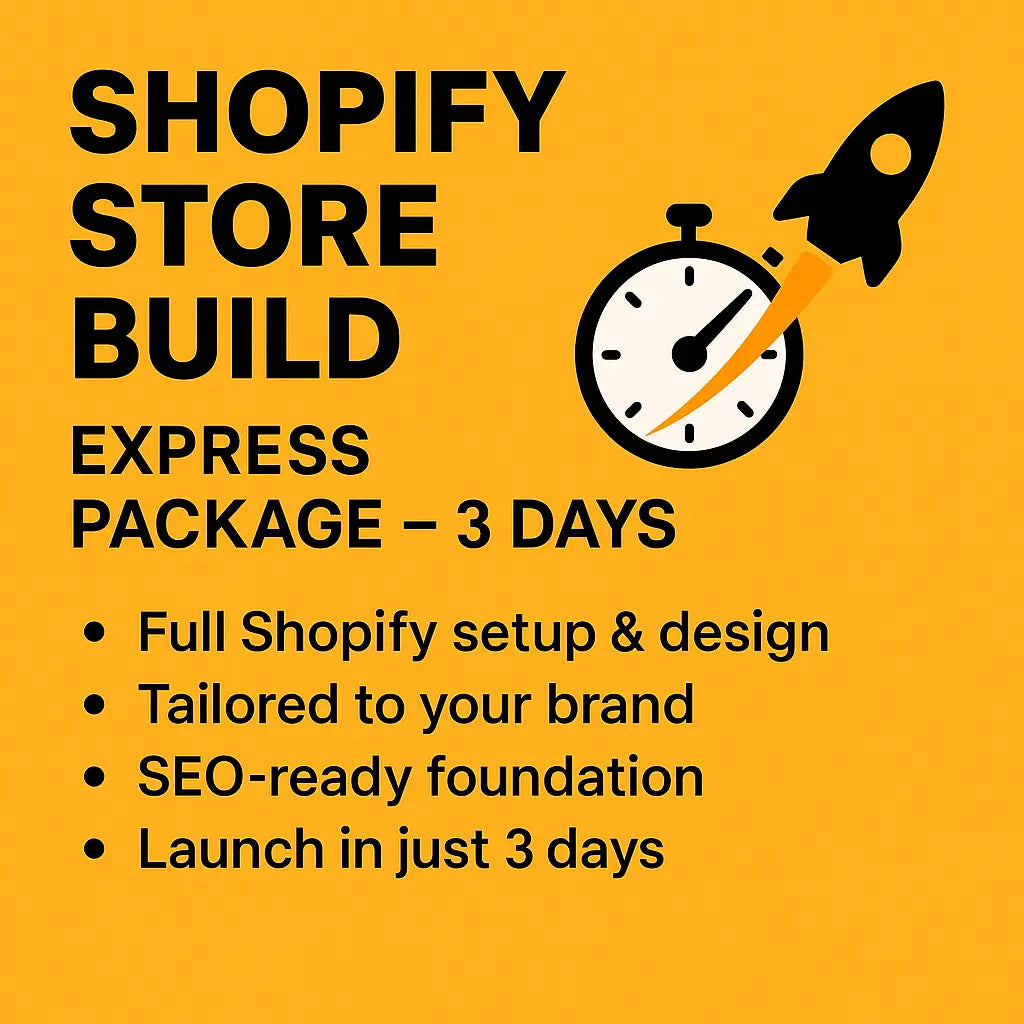 Promotional graphic for Shopify store build service by Orbit Rise 